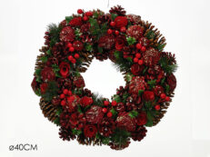 Ghirlanda con Bacche Rosse 40 Cm