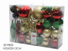 Set di 53 Decorazioni Natalizie Oro Rosso e Verde