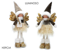 Angelo Luminoso Bianco e Tortora da 39 cm