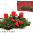 Portacandele con Pigne e Bacche Rosse