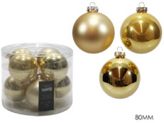 Set 8 palle vetro 80mm oro ass