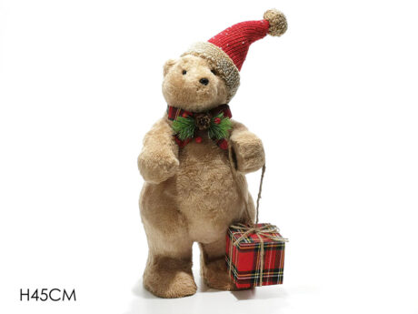Orso marrone c/pacco regalo h45cm