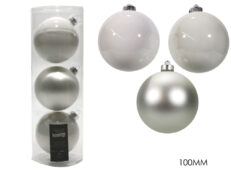 Set di 3 Palle in vetro Bianche assortite 100 Mm