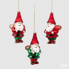 Decorazione Babbo gerla vetro h15 3 colori disponibili