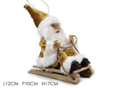 Babbo Natale Su Slitta H17Cm Velluto Oro