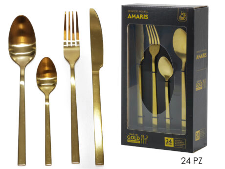 Set 24Pz Posate Amaris Oro Satinato