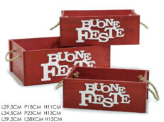Set 3 Cassette Con Scritta "Buone Feste" Rossa