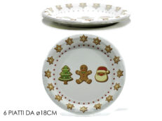 Set 6 Piatti Natale Pan Di Zenzero 18Cm - 2 dimensioni disponibili