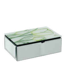 Cofanetto Portagioie in vetro e legno "Tulipani" 15x10x5 cm - 2 Colori Disponibili