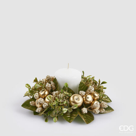Corona decorativa con mele EDG verde e oro — due formati