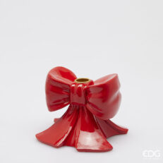 Portacandela EDG Fiocco rosso — altezza 11 cm