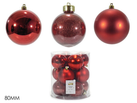 Set 12 Palle 80Mm Rosse Mix
