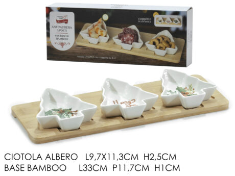 Set 3 Antipast. Albero Su Base Bamboo