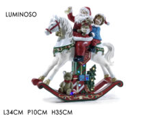 Babbo Nat. C/Caval. A Dond. B/O Lu H35Cm