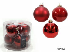 Set 8 Palle Vetro 80Mm Rosso Ass