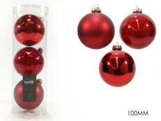 Set 3 Palle Vetro 100Mm Rosso Ass