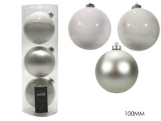 Set 3 Palle Vetro 100Mm Bianco Ass