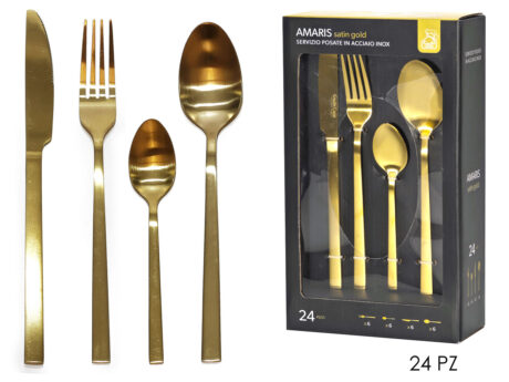 Set 24Pz Posate Amaris Oro Satin