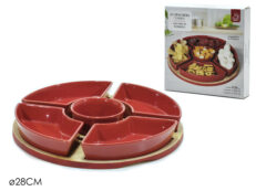 Set 5 Antipastiere Rosse C/Base Bamboo