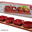 Set 4 Antipastiere Rosse C/Base Bamboo