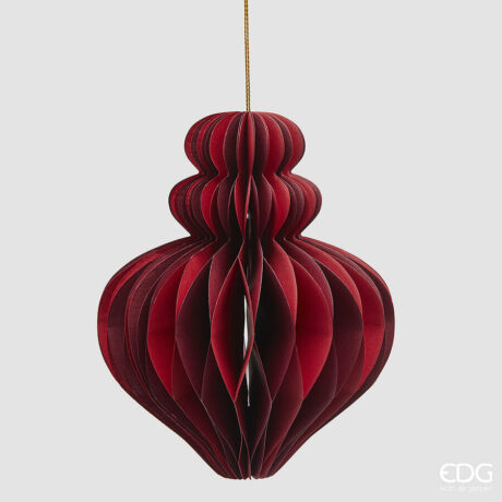 Addobbo EDG Origami Trottola rosso con bordi scuri — altezza 15 cm