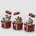 Sfera Acqua Babbo Renna Uomoneve Gift 3 Ass. H.15.5 D.10 Carillon C5