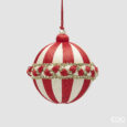 Sfera decorativa EDG Treccia bianca e rossa — Ø10 cm