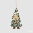 Addobbo EDG Orso con pino — altezza 12 cm
