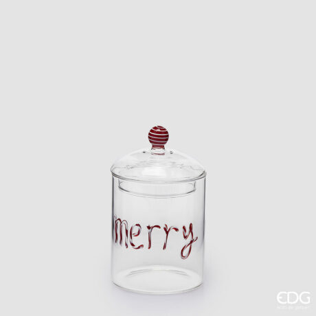 Contenitore cilindrico EDG Merry Christmas — altezza 16,5 cm